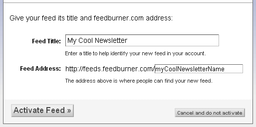 Naming your feed in FeedBurner