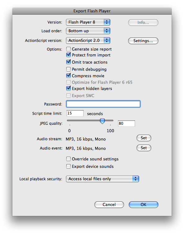 Exporting Flash