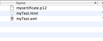 Project folder with self-signed certificate