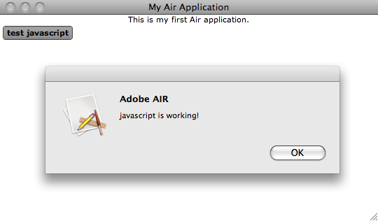 Javascript runnning on Air application
