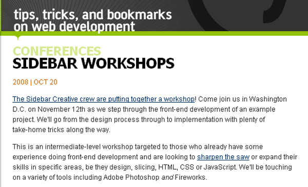 Sidebar Workshops