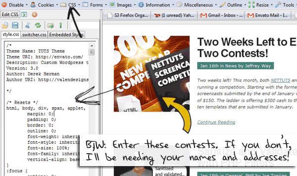 web developer toolbar