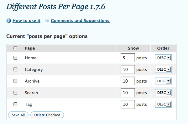 Different Posts Per Page