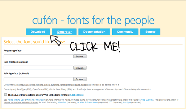 Cufon homepage