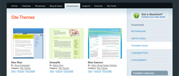 The ExpressionEngine Templates homepage