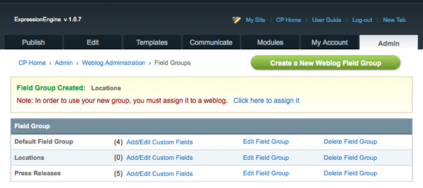 New Field Group Created