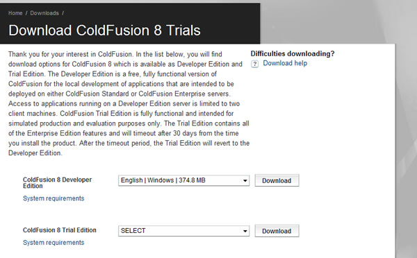 Download Adobe ColdFusion 8