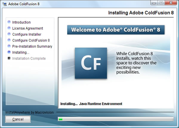 Adobe ColdFusion 8 Splash Screen