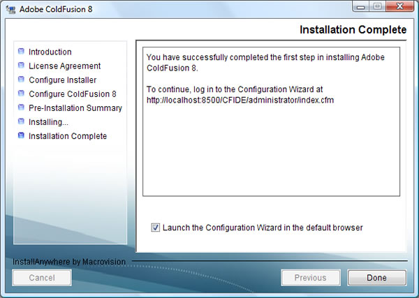 Adobe ColdFusion 8 Splash Screen