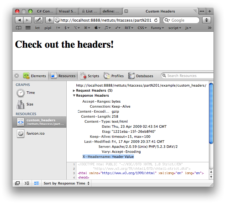Custom Header Shown in Safari's Web Inspector