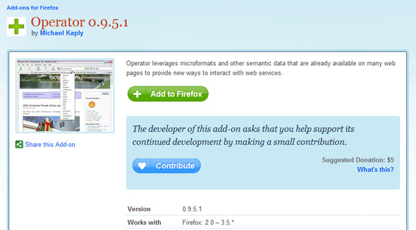 Operator FireFox AddOn