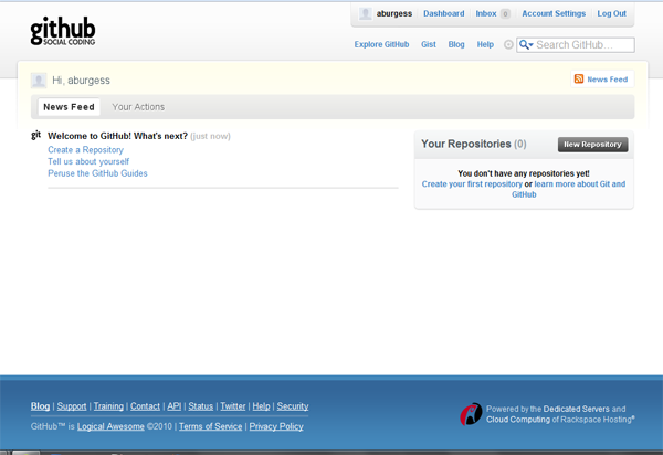 Signed in to GitHub
