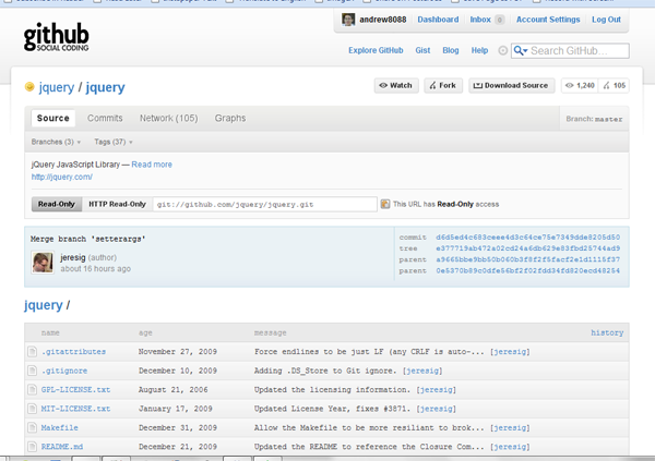jQuery's GitHib Page