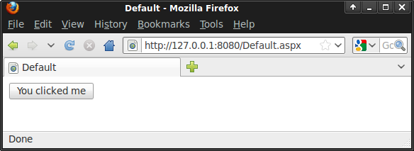 Default page - button clicked