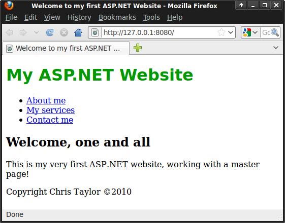 An ASP.NET master page and content page with multiple content placeholders