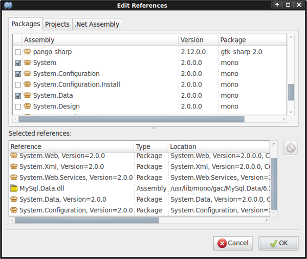 MonoDevelop references