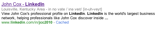 My LinkedIn Result