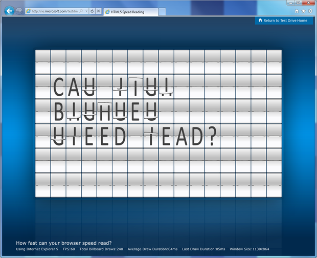 IE9 HTML5 Speed Read Demo