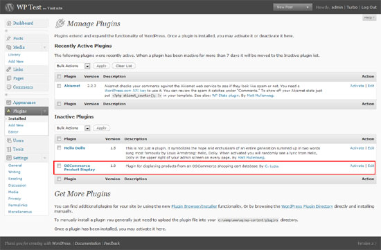 Admin panel with deactivated plugin Admin panel with deactivated plugin